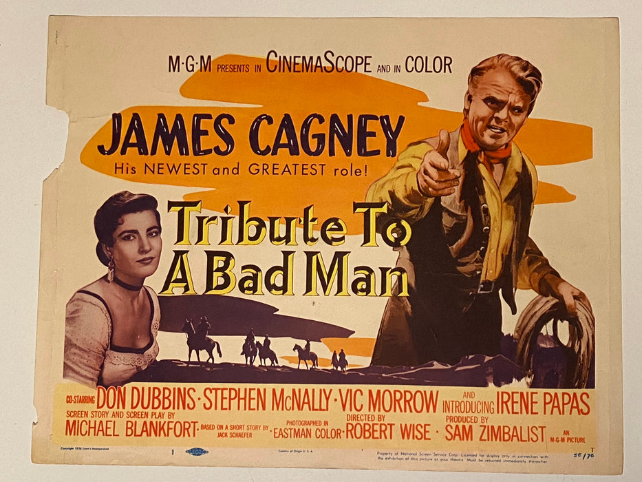 1956 A Tribute To A Bad Man Lobby Card 11 x 14  James Cagney, Don Dubbins, Steph   - TvMovieCards.com
