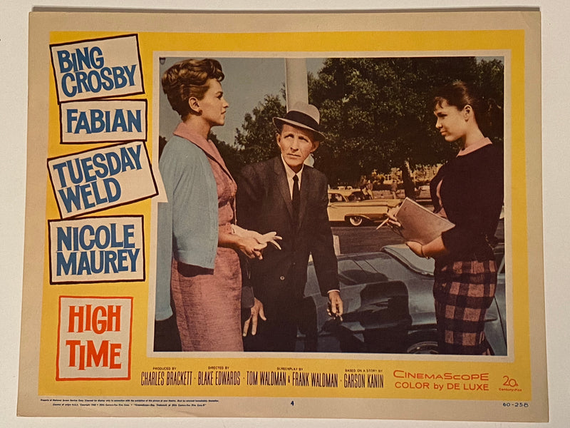 1960 High Time Lobby Card 11 x 14  Bing Crosby, Fabian, Nicole Maurey   - TvMovieCards.com