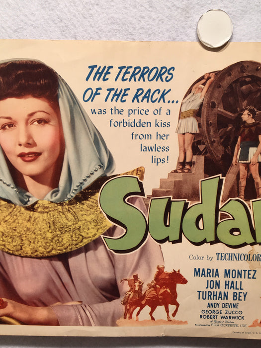 Sudan (1945) Lobby Card 1950 Reissue Featuring Maria Montez Jon Hall Turhan Bey   - TvMovieCards.com