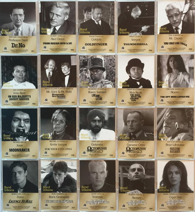 James Bond Dangerous Liaisons Bond Villains Chase Card Set F21 - F40  20 Cards   - TvMovieCards.com