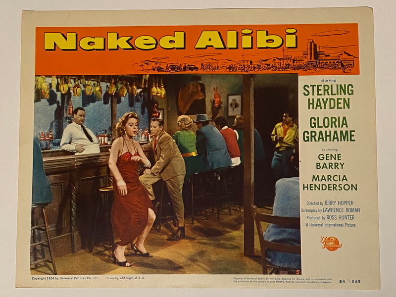 1954 Naked Alibi #4 Lobby Card 11x14 Sterling Hayden, Gloria Grahame, Gene Barry   - TvMovieCards.com