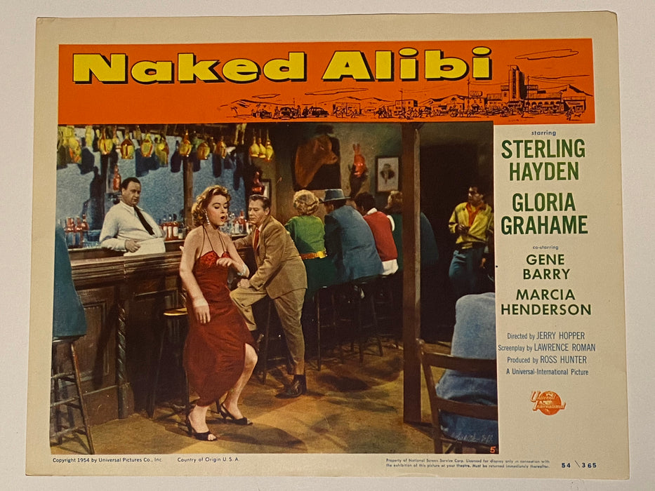 1954 Naked Alibi #4 Lobby Card 11x14 Sterling Hayden, Gloria Grahame, Gene Barry   - TvMovieCards.com
