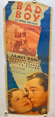 1935 Original Bad Boy Insert 14 x 36 Movie Poster James Dunn, Dorothy Wilson   - TvMovieCards.com