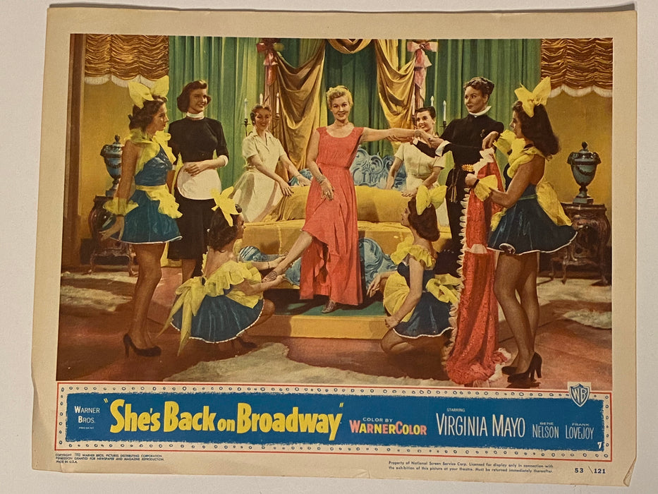 1953 She's Back on Broadway #7 Lobby Card 11x14  Virginia Mayo, Gene Nelson, Fra   - TvMovieCards.com
