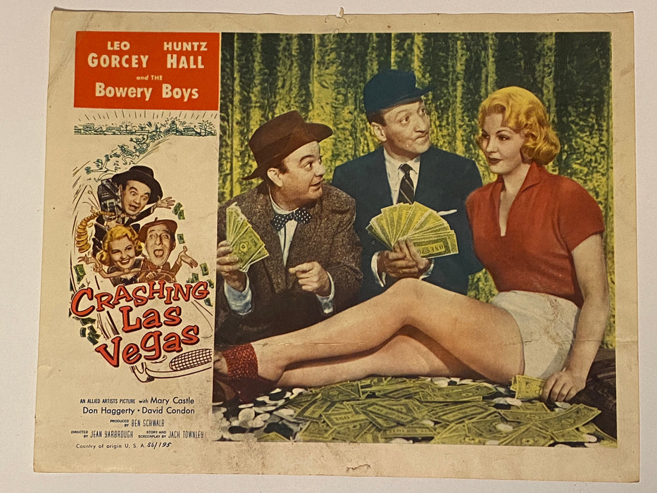 1956 Crashing Las Vegas Lobby Card 11x14 Leo Gorcey, Huntz Hall, Mary Castle   - TvMovieCards.com