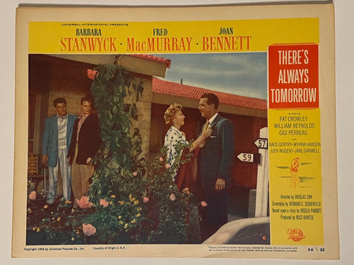 1956 There's Always Tomorrow Lobby Card 11x14 Barbara Stanwyck, Fred MacMurray   - TvMovieCards.com