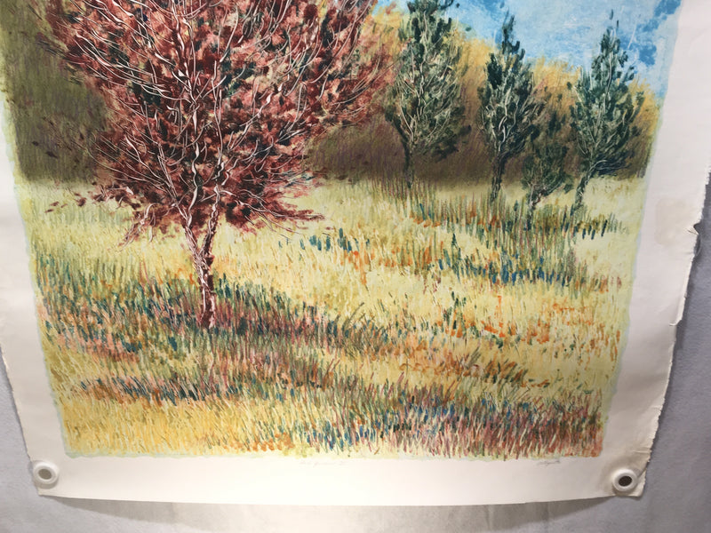 MARJORIE ALLEGRETTI (20TH CENTURY) Red Queen II Tree Landscape Lithograph Signed   - TvMovieCards.com