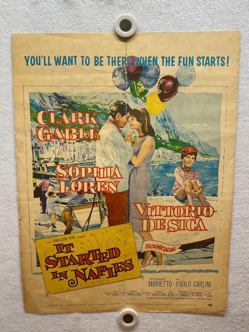 1960 It Started in Naples Window Card Movie Poster 14 x 22 Clark Gable S. Loren   - TvMovieCards.com