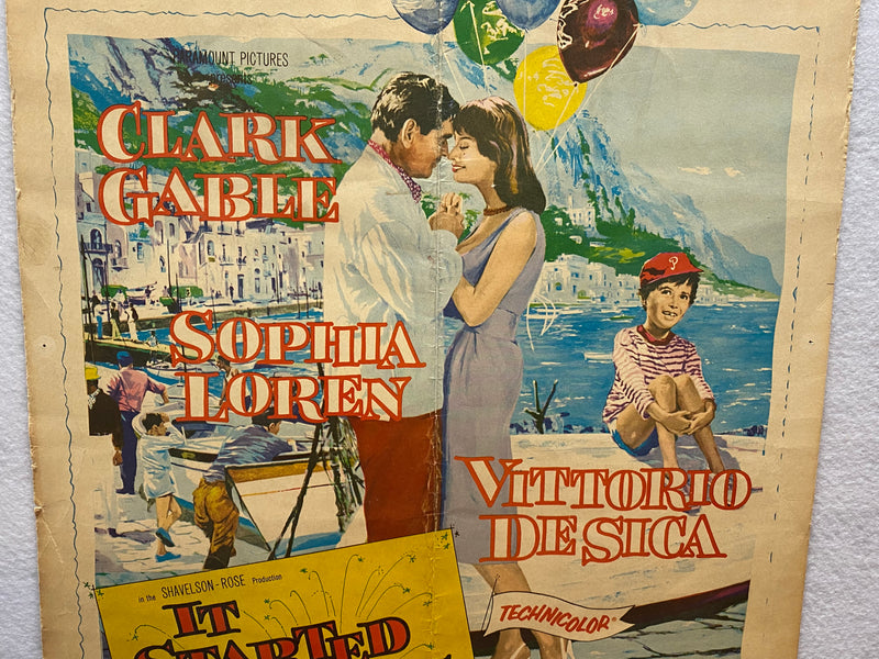 1960 It Started in Naples Window Card Movie Poster 14 x 22 Clark Gable S. Loren   - TvMovieCards.com