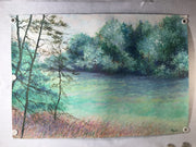 MARJORIE ALLEGRETTI (20TH CENTURY) Cannon Hill Pines Landscape Oil Paper Signed   - TvMovieCards.com