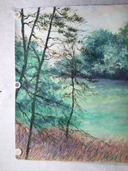 MARJORIE ALLEGRETTI (20TH CENTURY) Cannon Hill Pines Landscape Oil Paper Signed   - TvMovieCards.com