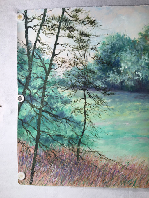 MARJORIE ALLEGRETTI (20TH CENTURY) Cannon Hill Pines Landscape Oil Paper Signed   - TvMovieCards.com