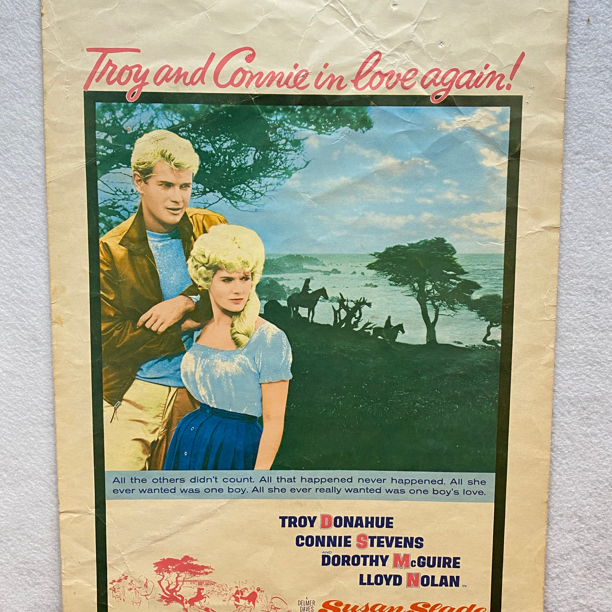 1961 Susan Slade Window Card Movie Poster 14 x 22 Troy Donahue