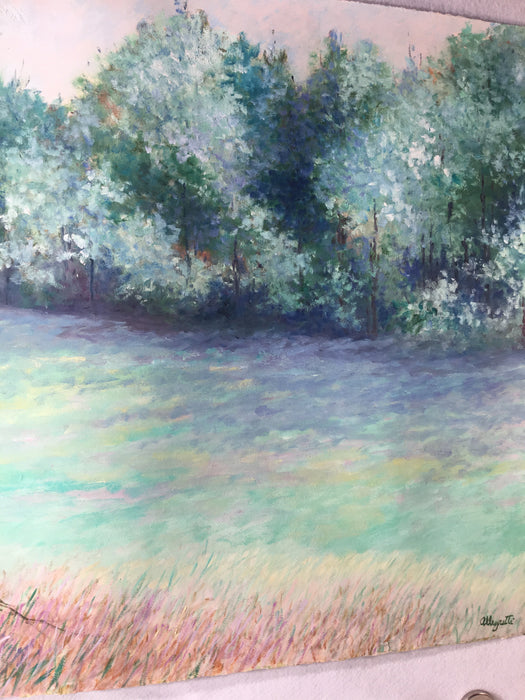 MARJORIE ALLEGRETTI (20TH CENTURY) Cannon Hill Pines Landscape Oil Paper Signed   - TvMovieCards.com