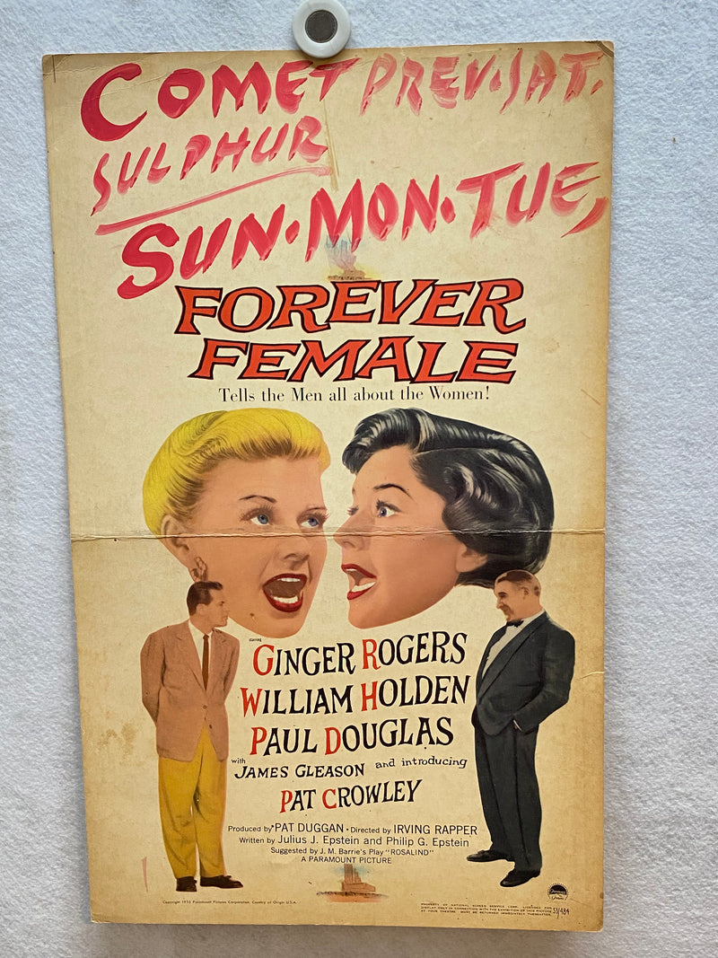 1953 Forever Female Window Card Movie Poster 14 x 22  Ginger Rogers, William Hol   - TvMovieCards.com