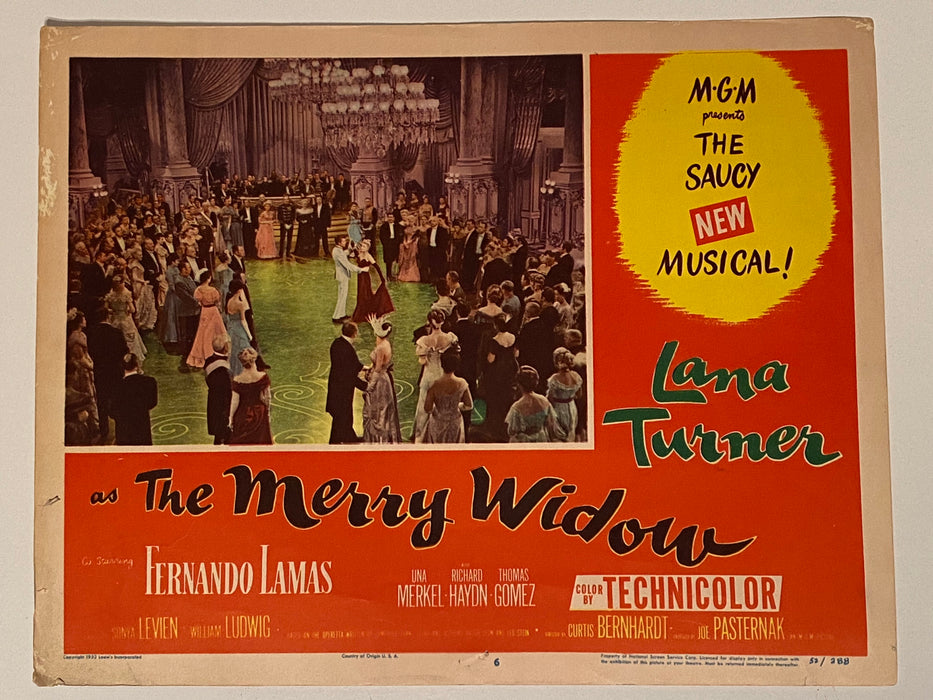 1952 The Merry Widow #6 Lobby Card 11x14 Lana Turner Fernando Lamas Una Merkel   - TvMovieCards.com