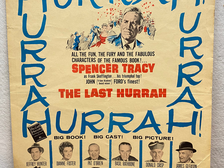 1958 The Last Hurrah Window Card Movie Poster 14 x 16 Spencer Tracy   - TvMovieCards.com