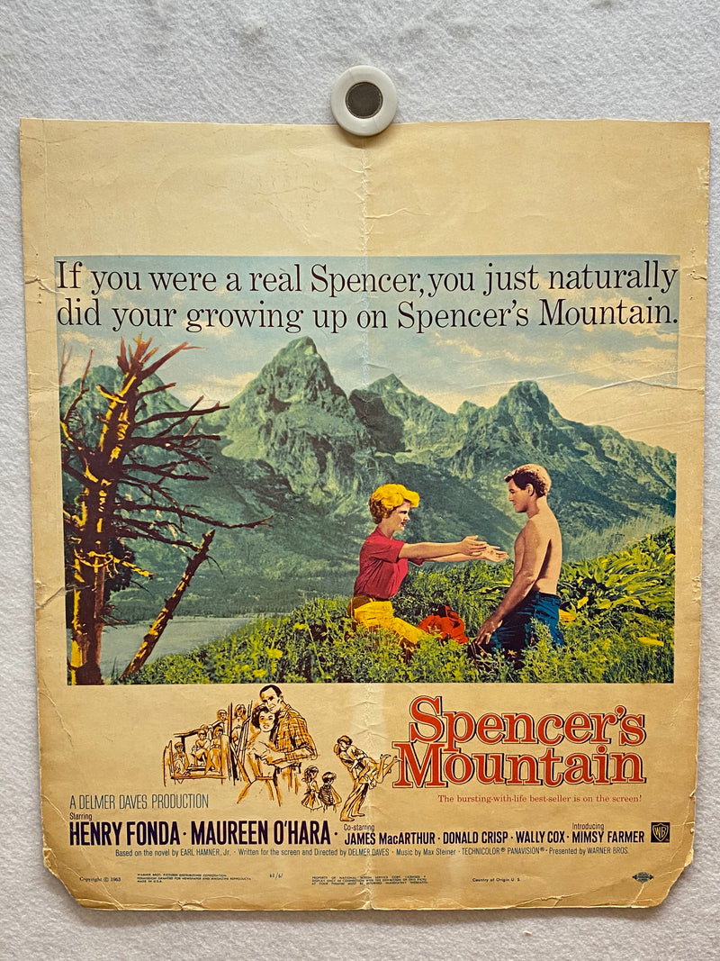 1963 Spencer's Mountain Window Card Movie Poster 14 x 16 Henry Fonda, O'Hara   - TvMovieCards.com