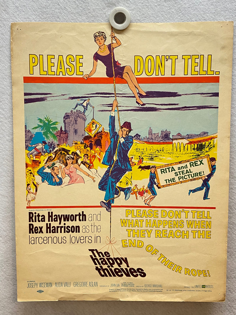 1961 The Happy Thieves Window Card Movie Poster 14 x 18 Rita Hayworth   - TvMovieCards.com