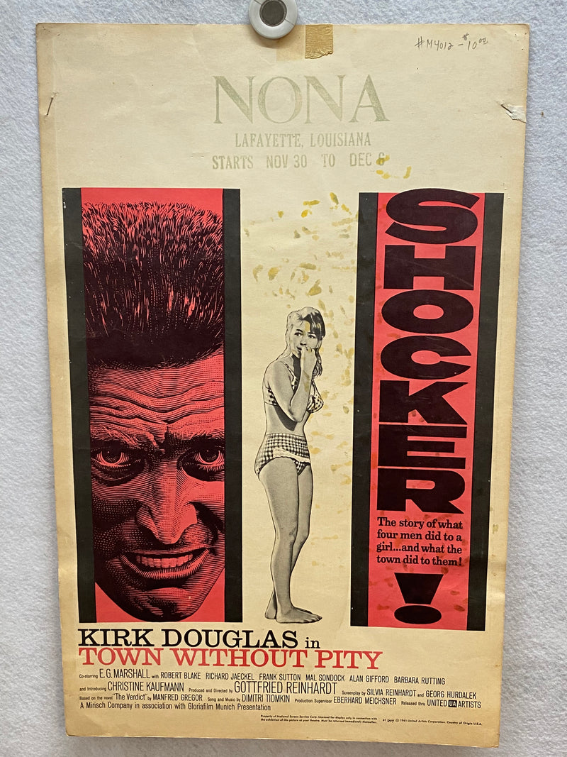 1961 Town Without Pity Window Card Movie Poster 14 x 22 Kirk Douglas   - TvMovieCards.com