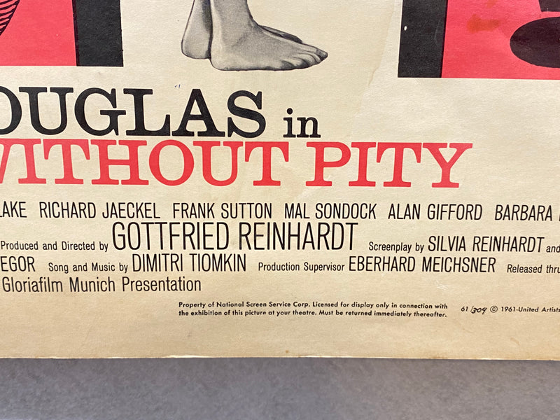 1961 Town Without Pity Window Card Movie Poster 14 x 22 Kirk Douglas   - TvMovieCards.com