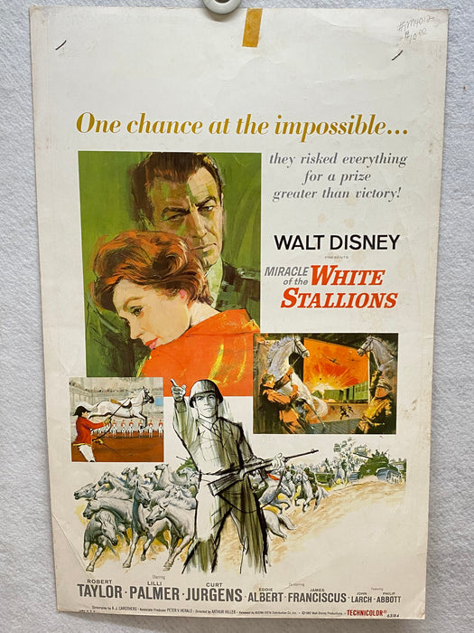 1963 Miracle of the White Stallions Window Card Movie Poster 14x22 Robert Taylor   - TvMovieCards.com