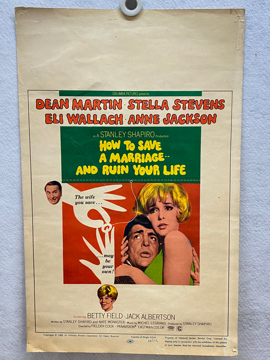 1968 How to Save a Marriage and Ruin Your Life Window Card Movie Poster 14x22   - TvMovieCards.com