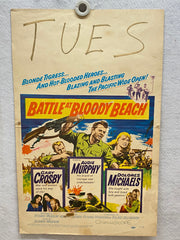 1961 Battle at Bloody Beach Window Card Movie Poster 14 x 22 Audie Murphy   - TvMovieCards.com
