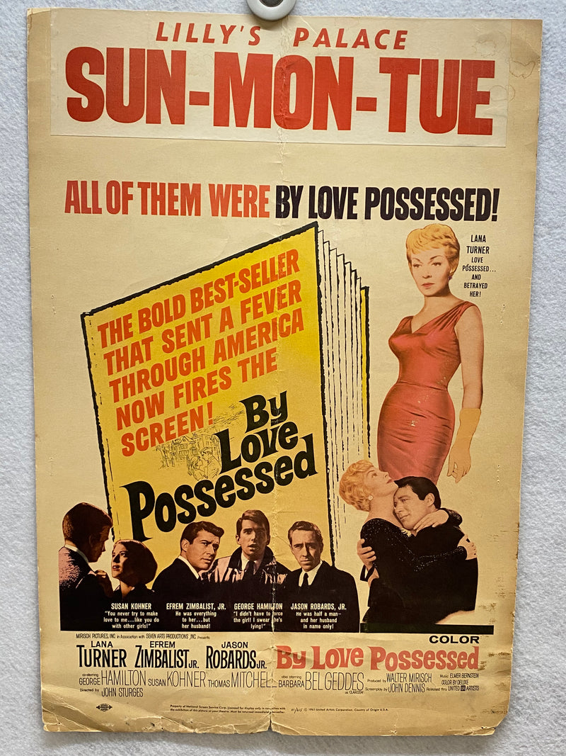 1961 By Love Possessed Window Card Movie Poster 14 x 20 Lana Turner   - TvMovieCards.com