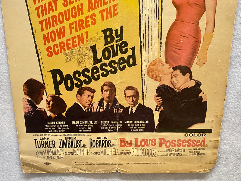 1961 By Love Possessed Window Card Movie Poster 14 x 20 Lana Turner   - TvMovieCards.com