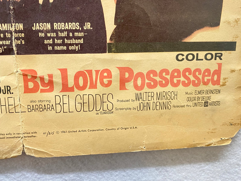 1961 By Love Possessed Window Card Movie Poster 14 x 20 Lana Turner   - TvMovieCards.com