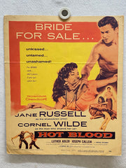 1956 Hot Blood Window Card Movie Poster 14 x 16 Jane Russell, Cornel Wilde   - TvMovieCards.com