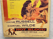 1956 Hot Blood Window Card Movie Poster 14 x 16 Jane Russell, Cornel Wilde   - TvMovieCards.com