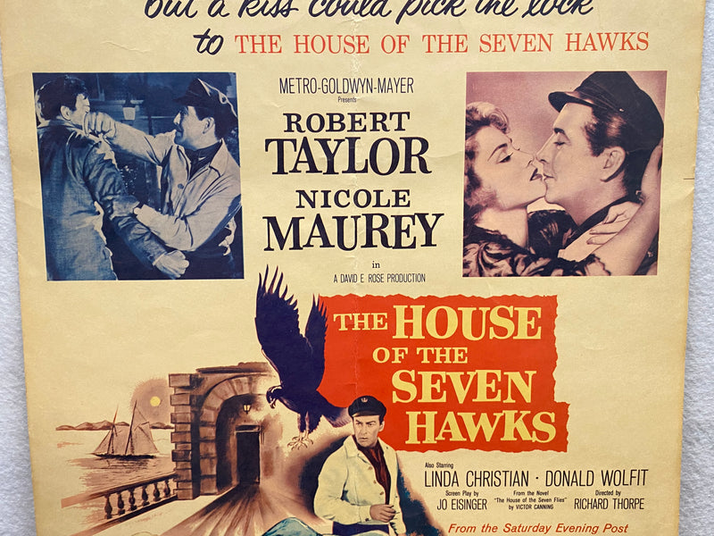 1959 The House of the Seven Hawks Window Card Movie Poster 14 x 16 Robert Taylor   - TvMovieCards.com