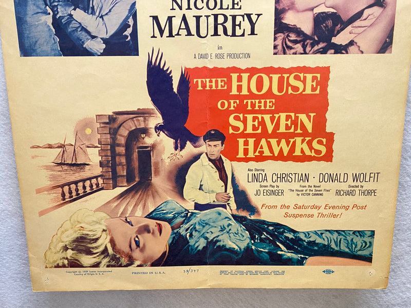 1959 The House of the Seven Hawks Window Card Movie Poster 14 x 16 Robert Taylor   - TvMovieCards.com