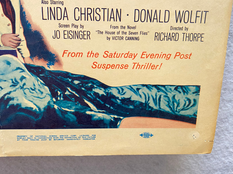 1959 The House of the Seven Hawks Window Card Movie Poster 14 x 16 Robert Taylor   - TvMovieCards.com