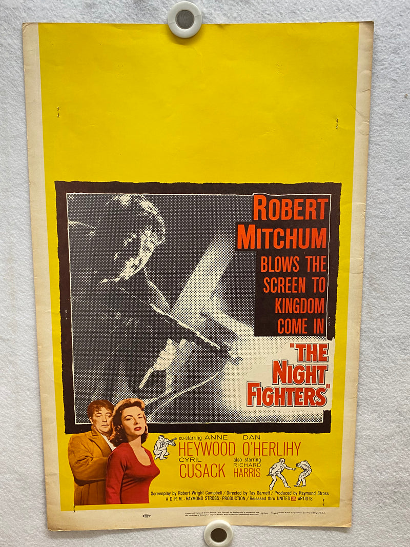 1960 The Night Fighters Window Card Movie Poster 14 x 22 Robert Mitchum   - TvMovieCards.com