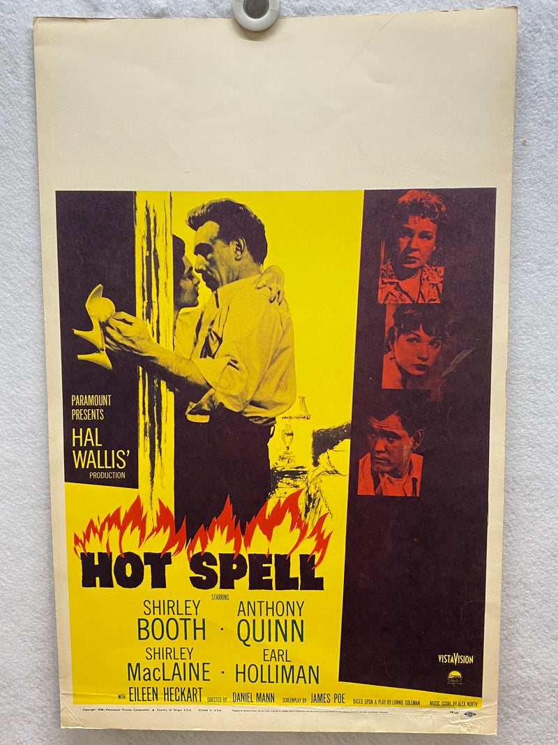 1958 Hot Spell Window Card Movie Poster 14 x 22 Shirley Booth, Anthony Quinn   - TvMovieCards.com