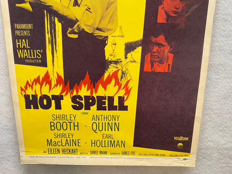 1958 Hot Spell Window Card Movie Poster 14 x 22 Shirley Booth, Anthony Quinn   - TvMovieCards.com