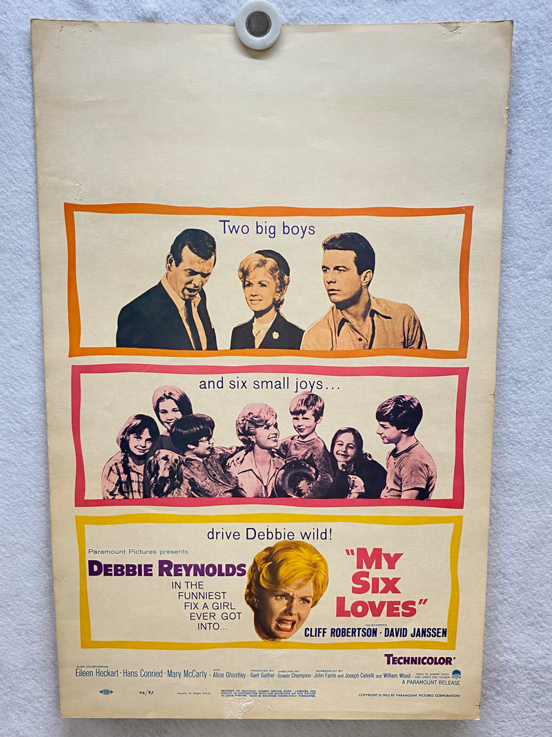 1963 My Six Loves Window Card Movie Poster 14 x 22 Debbie Reynolds   - TvMovieCards.com