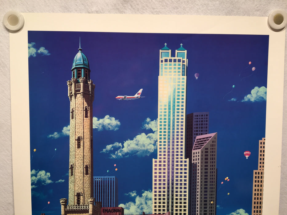 Alexander Chen "Old Water Tower" Chicago Landmark Textured Mixed Media S/N Print   - TvMovieCards.com