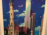 Alexander Chen "Old Water Tower" Chicago Landmark Textured Mixed Media S/N Print   - TvMovieCards.com