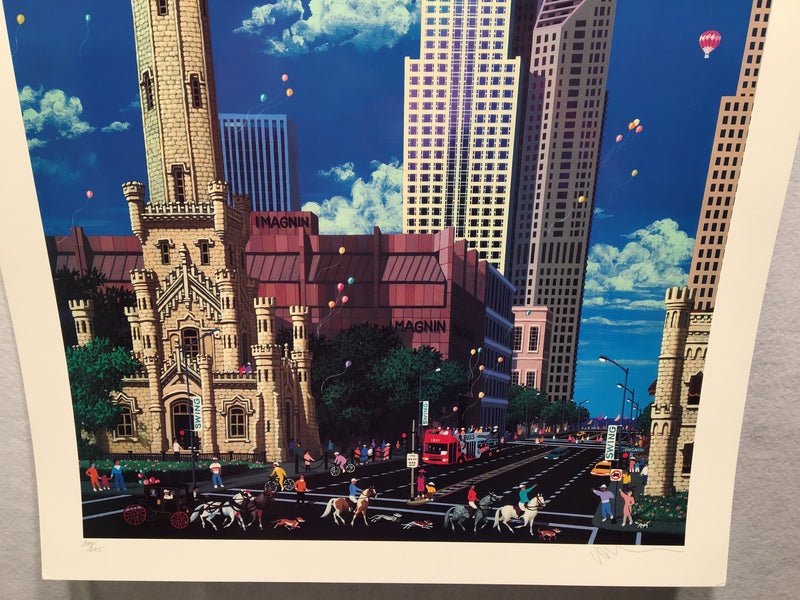 Alexander Chen "Old Water Tower" Chicago Landmark Textured Mixed Media S/N Print   - TvMovieCards.com