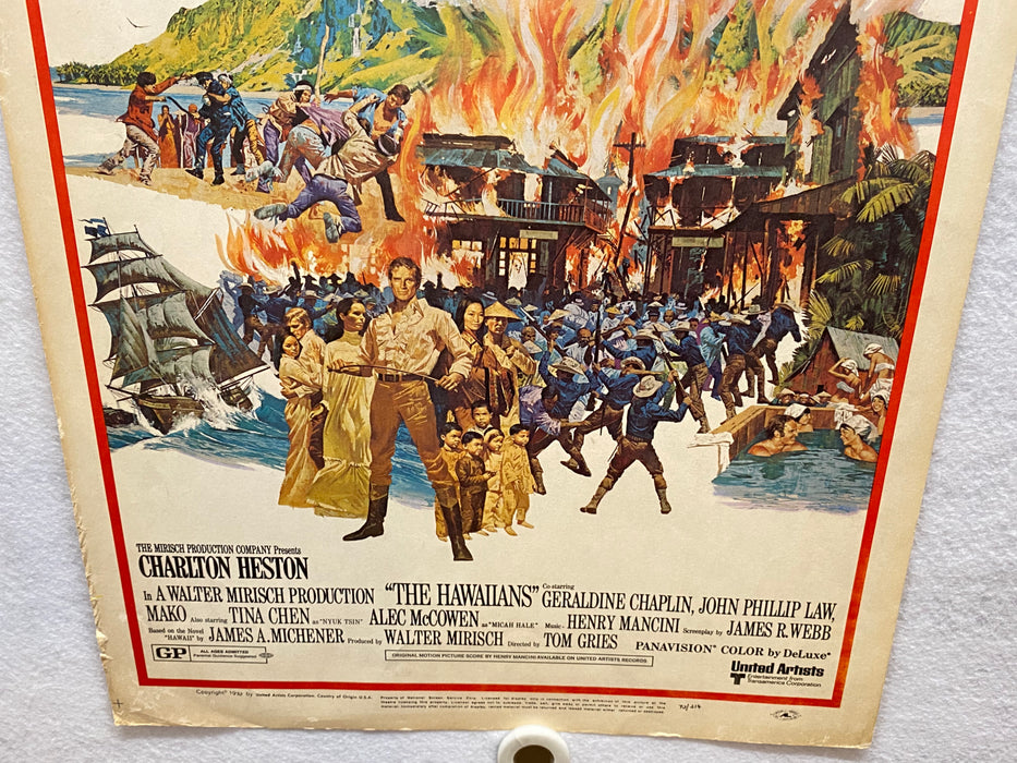 1970 The Hawaiians Window Card Movie Poster 14 x 22 Charlton Heston Tina Chen   - TvMovieCards.com