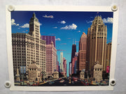 Alexander Chen "Magnificent Mile" Chicago Landmark Textured Mixed Media AP Print   - TvMovieCards.com