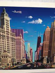 Alexander Chen "Magnificent Mile" Chicago Landmark Textured Mixed Media AP Print   - TvMovieCards.com