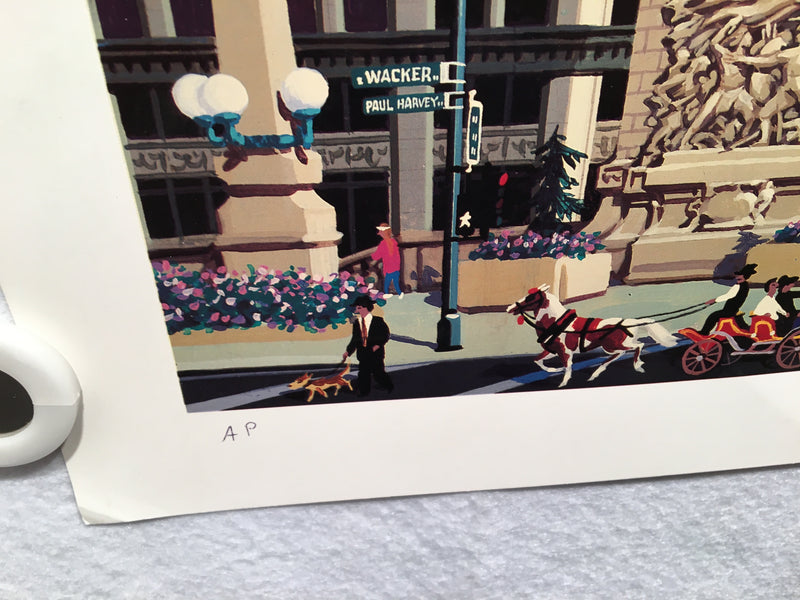 Alexander Chen "Magnificent Mile" Chicago Landmark Textured Mixed Media AP Print   - TvMovieCards.com