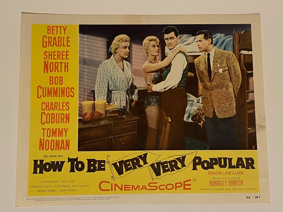 1955 How To Be Very Very Popular #3 Lobby Card 11x14  Betty Grable Sheree North   - TvMovieCards.com
