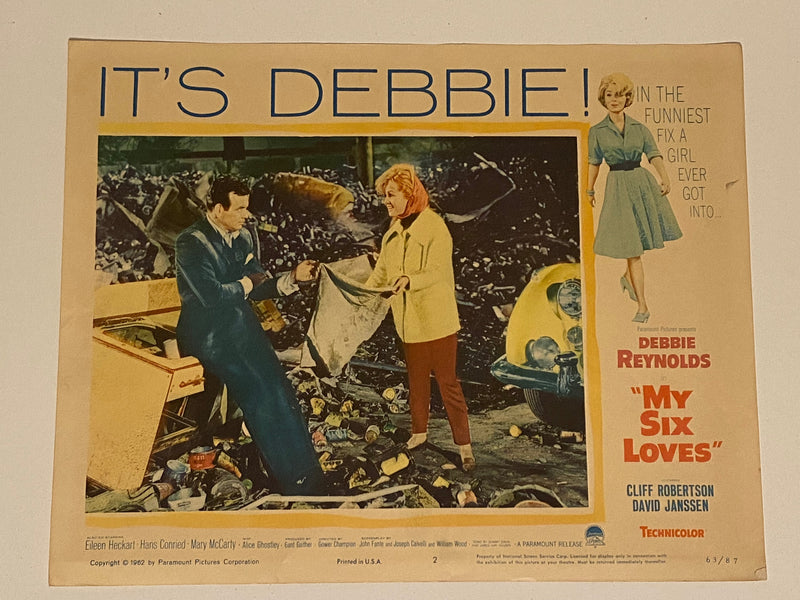 1963 My Six Loves #2 Lobby Card 11x14 Debbie Reynolds, Cliff Robertson   - TvMovieCards.com