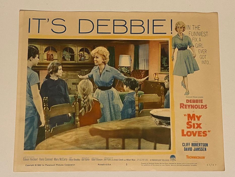 1963 My Six Loves #5 Lobby Card 11x14 Debbie Reynolds, Cliff Robertson   - TvMovieCards.com